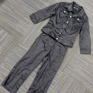 Baby Phat Pant Suit Women 3 Black Excellent Snakeskin Print Y2K‎ Rhinestone 2pc